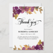 Paarse Plum Floral begrafenis Bedankkaart (Voorkant)