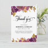 Paarse Plum Floral begrafenis Bedankkaart (Staand voorkant)