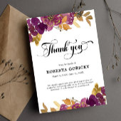 Paarse Plum Floral begrafenis Bedankkaart