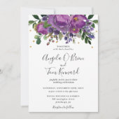 Paarse Plum Floral Greenery Wedding Kaart (Voorkant)