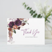 Paarse Plum Floral Persoonlijk Dank je wel Bedankkaart (Staand voorkant)