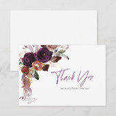 Paarse Plum Floral Persoonlijk Dank je wel Bedankkaart (Voorkant / Achterkant)