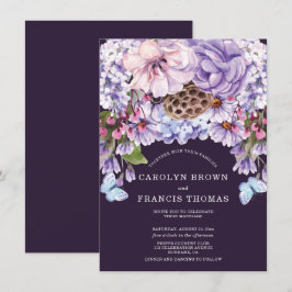 Paarse Plum Floral Waterverf Wedding Kaart