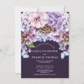 Paarse Plum Floral Waterverf Wedding Kaart (Voorkant)
