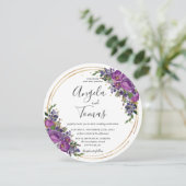 Paarse Plum Floral Wedding Gold Glitter Circle Kaart (Staand voorkant)