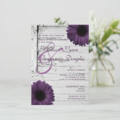 Paarse Plum Gerber Daisy Wedding Invitation Ver2 Kaart (Staand voorkant)