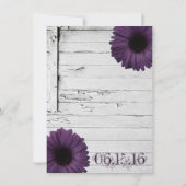 Paarse Plum Gerber Daisy Wedding Invitation Ver2 Kaart (Achterkant)
