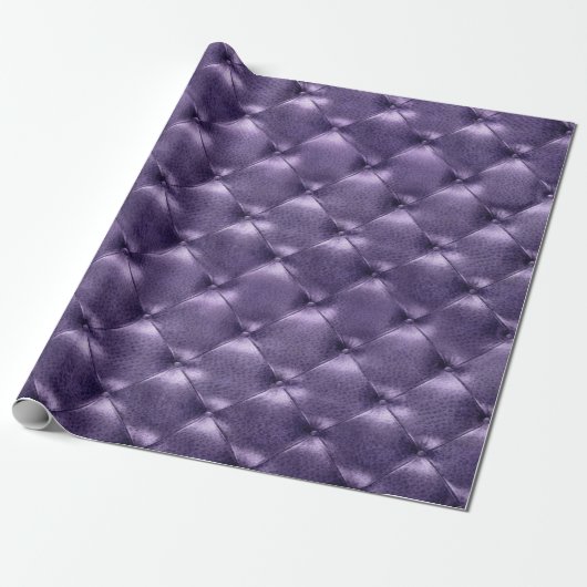 Paarse Plum Glam Luxe Opulent Tufted Leather VIP Cadeaupapier (Uitgerold)