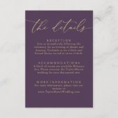 Paarse Plum Gold Foil Minimalistische Behuizing Ka Informatiekaartje (Voorkant)