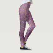 Paarse Plum Gold Metallic Diamond Sparkly Leggings (Rechts)