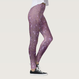 Paarse Plum Gold Metallic Diamond Sparkly Leggings