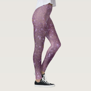 Paarse Plum Gold Metallic Diamond Sparkly Leggings