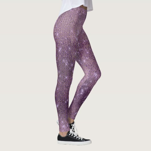 Paarse Plum Gold Metallic Diamond Sparkly Leggings (Rechts)