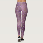 Paarse Plum Gold Metallic Diamond Sparkly Leggings (Achterkant)