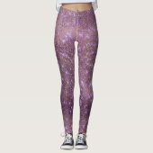 Paarse Plum Gold Metallic Diamond Sparkly Leggings (Voorkant)