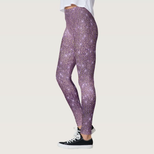 Paarse Plum Gold Metallic Diamond Sparkly Leggings (Links)
