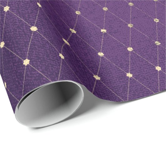 Paarse Plum Golden Net Delicate Diamond Cut Cadeaupapier (Rol Hoek)