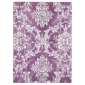 Paarse Plum Grunge Damask Patroon met naam Klembord (Achterkant)