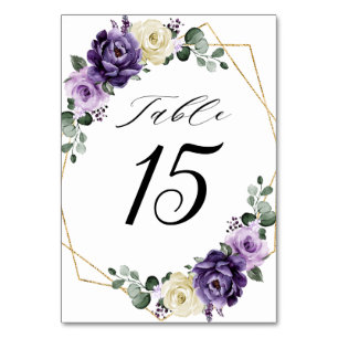 Paarse Plum Ivory Gold Floral Geometric Wedding Kaart