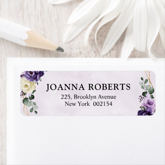 Paarse Plum Ivory Gold Floral Geometric Wedding La Etiket (Insitu)