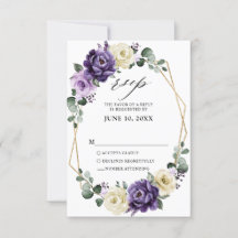 Paarse Plum Ivory Gold Floral Geometric Wedding