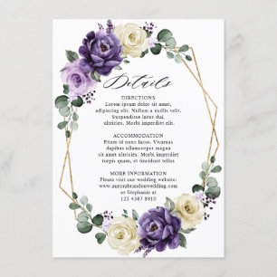 Paarse plum Ivory Gold Floral - geometrische detai Informatiekaartje