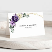 Paarse Plum Ivory Gold Gast Naam Plaats Kaart