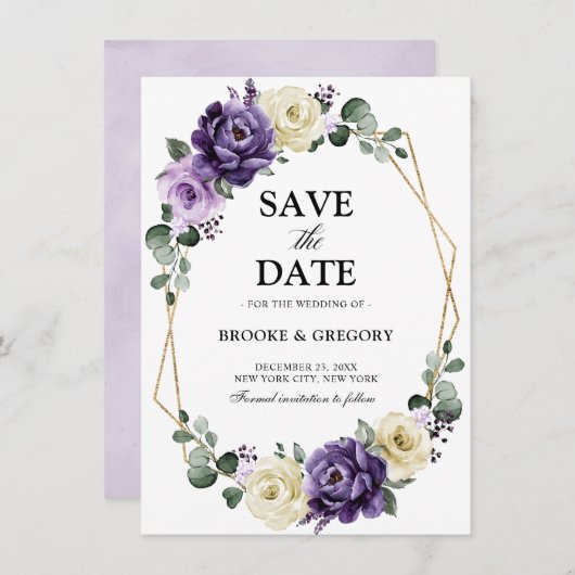 Paarse plum ivory Gold Geometric sla de datum op (Voorkant / Achterkant)