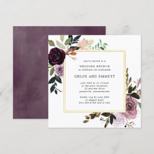 Paarse Plum Mauve Pink Post Wedding Brunch Kaart