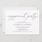 Paarse Plum Minimalist Engagement Party Kaart (Voorkant)