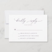 Paarse Plum Minimalist Modern Wedding RSVP Kaart (Voorkant)
