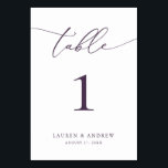 Paarse Plum Minimalist Wedding | Aangepaste tabel  Kaart<br><div class="desc">(**VOEG NOTA: Om orde te maken,  pas eenvoudig uw lijstaantal (en naam/datum) aan en voeg elk aantal aan uw kar afzonderlijk toe. Controleer vervolgens wanneer u klaar bent.) Mooie,  elegante,  moderne en minimalistische,  tabelnummerkaart. Volledig aanpasbaar met uw namen (of de Naam van de Gebeurtenis) en Datum.</div>