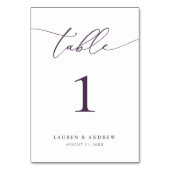 Paarse Plum Minimalist Wedding | Aangepaste tabel  Kaart (Voorkant)