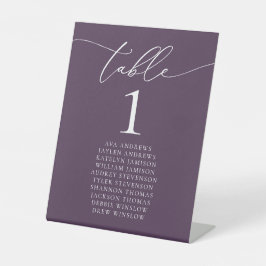 Paarse Plum Minimalist Wedding Table Number Pedest Reclamebord Met Voetstuk