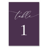 Paarse Plum Minimalist Wedingstabel Nummertabel Kaart (Achterkant)
