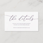 Paarse Plum Modern minimalist Wedding Informatiekaartje (Voorkant)