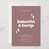 Paarse Plum Modern Retro Typografie Bruiloft Kaart (Voorkant)