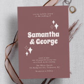 Paarse Plum Modern Retro Typografie Bruiloft Kaart