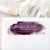 Paarse Plum Modern Waterverf Romantic Wedding Etiket (Insitu)