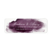 Paarse Plum Modern Waterverf Romantic Wedding Etiket (Voorkant)