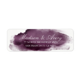 Paarse Plum Modern Waterverf Romantic Wedding Etiket