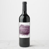 Paarse Plum Modern Waterverf Romantic Wedding Wijn Etiket (Voorkant)