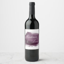 Paarse Plum Modern Waterverf Romantic Wedding