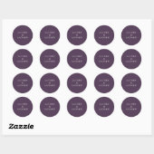 Paarse Plum Modern Wedding Envelope Seals Ronde Sticker (Vel)