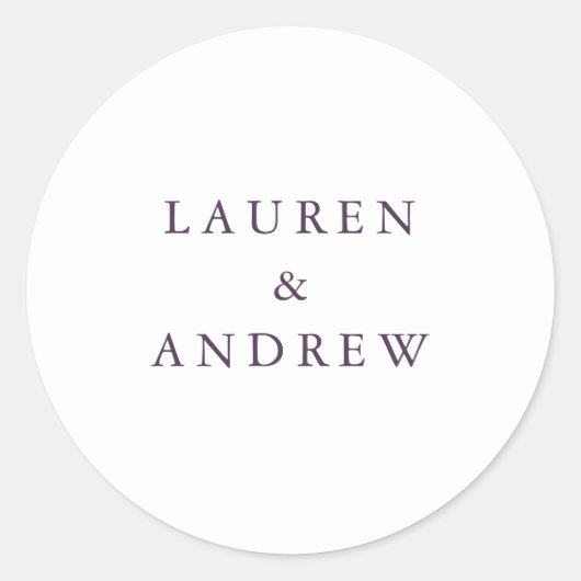 Paarse Plum Modern Wedding Envelope Seals Ronde Sticker (Voorkant)