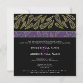 Paarse Plum Paisley en Gold Wedding Invitation Kaart (Voorkant)