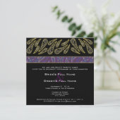 Paarse Plum Paisley en Gold Wedding Invitation Kaart (Staand voorkant)