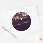 Paarse Plum Peach Burgundy Flowers Weddenschap Ronde Sticker (Envelop)