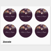 Paarse Plum Peach Burgundy Flowers Weddenschap Ronde Sticker (Vel)