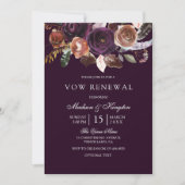 Paarse Plum Peach Flower Vow Renewal Invite Kaart (Voorkant)